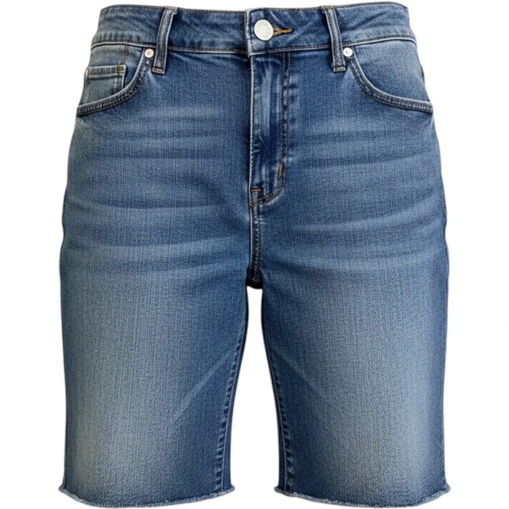 Jordache Denim Bermuda Shorts Womens 14 Blue Excellent Frayed Hem Raw Edge